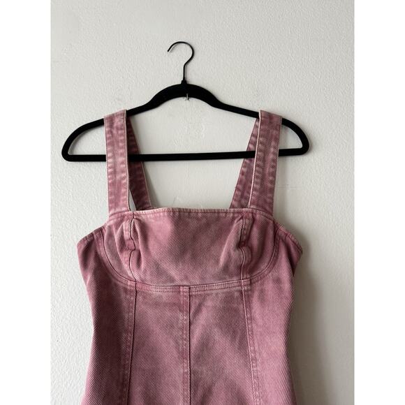 Urban Outfitters Pink Overall Dress Women’s Size Small Open Buckle Back Mini - Picture 2 of 8